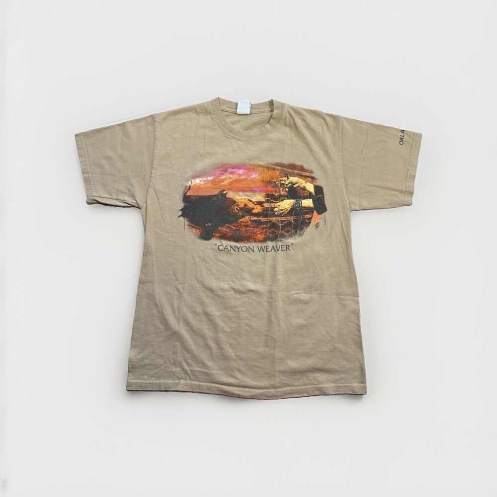 Vintage Canyon Weaver Graphic T Shirt Beige Oklahoma Men's